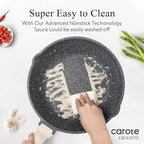 CAROTE 10/12/12.5 Inch Nonstick Deep Frying Pan with Lid, Jumbo Cooker Saute Pan with Pour Spout, Skillet Induction Cookware, Non Stick Cooking Pan PFOA Free, Classic Granite