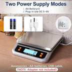 Atogou 88lb Food Scale, Commercial Kitchen Scale Plug-in Usable with Full View LCD Display, Stainless Steel, for Baking, Bread, Cooking, Meat, Vegetables, Farm, Industry LC200 Silver