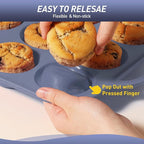 Socisen 2 Packs 12 Cups Silicone Muffin Pan with Metal Reinforced Frame Regular Size Cupcake Pan Tray Egg Bites Silicone Circle Cookie Molds Muffin Tin Bread Loaf Pans for Homemade Reusable Tart Pans