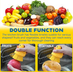 GTOTd Cute Ducky Washing Dish Brush（2 Pack）Ergonomic Palm Scrubber with Handle for Potato Vegetable Fruit Kitchen Gadgets White Elephant Gifts Accessories Stuff Household Cleaning Dishwashing Supplies