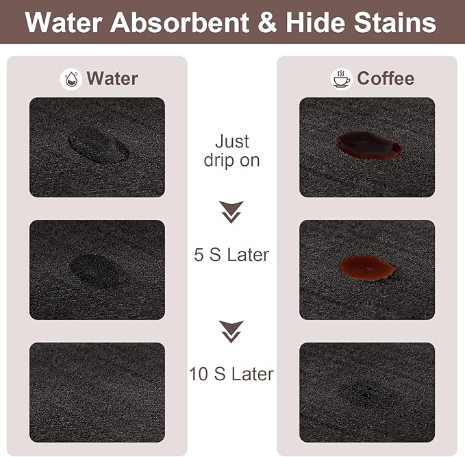CooRug Absorbent Coffee Mat, Fashion Dish Drying Mat for Kitchen Counter Coffee Bar Accessories Espresso Machine Dish Rack 17" x 32" Black