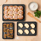 Nonstick Cookie Sheets for Baking with Cooling Rack Set of 4, 0.8mm Thick Heavy Duty Baking Sheets for Oven, Half/Quarter/Jelly Roll Pans Oven Trays, Baking Pan Set with Diamond Texture