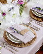Solino Home Linen Napkins Set of 6 - Classic Hemstitch 100% Pure Linen Lilac Dinner Napkins Cloth 20 x 20 Inch for Valentines - Handcrafted and Machine Washable