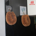 3pcs Tawashi Vegetable Scrub Brush, Coir Vegetable Brush, 100% Natural Coconut Scrubber, Japanese Fiber Clean Brush for Kitchen Cleaning Fruit Vegetable Needs, Dark Brown