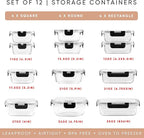 JoyJolt 24pc Borosilicate Glass Storage Containers with Lids | 12 Airtight/Freezer Safe Food Storage Containers for Pantry and Kitchen | Meal Prep Container for Lunch | Glass Tupperware Set