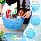 meekoo 6 Pcs Plastic Ice Buckets Bulk with Handles 4.5L Oval Storage Tub Large Capacity Ice Drink Bucket for Party Bar Wine Beer Champagne Beverage Bottle Cooler (4.5 L,Blue)
