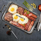 Vayepro 2-Burner Griddle Pan with Glass Lid - Nonstick Stovetop Griddle for Gas & Glass Cooktops - Aluminum Camping Grill Pan for Breakfast (Pancakes/Eggs/Bacon) (22"L x 12"W x 1.77"Th)