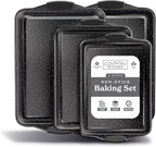 Country Kitchen Nonstick Stackable Bakeware Set - Heavy Duty, Durable, Easy Release Baking Set, Black, 4 Pcs