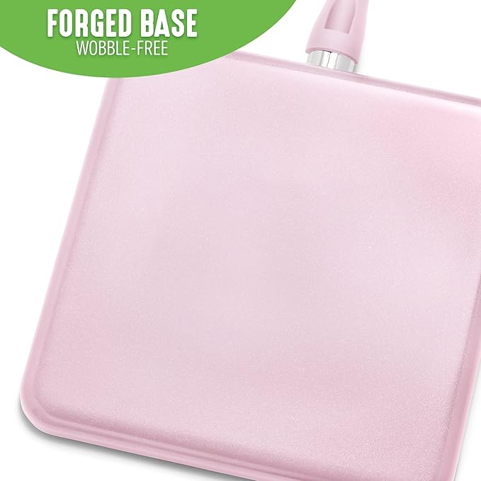 GreenLife Soft Grip Healthy Ceramic Nonstick, 11" Griddle Pan, PFAS-Free, Dishwasher Safe, Soft Pink