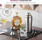 Cocktail Shaker Set 7-Piece, Bar Tools Stainless Steel Bartender Kit, with All Bar Accessories, Cocktail Strainer, Double Jigger, Bar Spoon, Bottle Opener, Pour Spouts