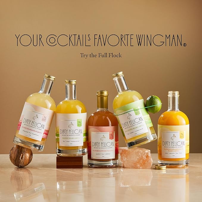 Dirty Pelican Cocktail Mixers - Spicy Jalapeno Margarita - Skinny & Organic Drink Mixes for Cocktails - Low Calorie Mocktails - Low Sugar - Vegan - Gluten Free - No Preservatives - 750ml (1 Bottle)