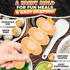 Rice Ball Mold - Mini Rice Ball Maker Mold with 3 Bite-Size Portions, Plastic Shaker with Scoop for Fast Shake Shaping – Versatile Tool for Bento Meals, Temari Sushi, Yaki-Onigiri & Creative Plating