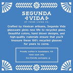 Twine Segunda Vida Artistico 100% Recycled Glassware Tumblers, Hand Blown Cocktail Glasses for Dinner Party, Icon Glasses Gifts, Stemless Margarita Mexican Glassware, Set of 2, 13 oz, Multicolor