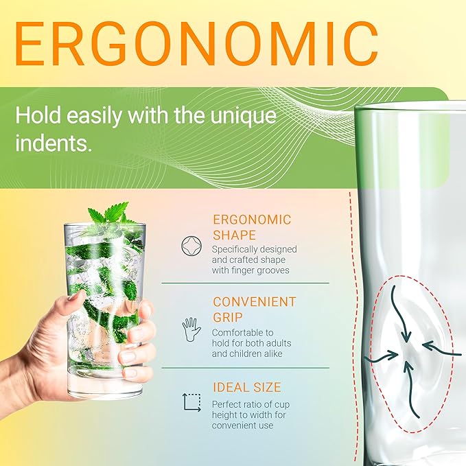 Bravario Unbreakable Plastic Drinking Glasses 17 oz | Dishwasher Safe Shatterproof 100% Tritan Water Tumblers | BPA Free Reusable Outdoor Highball Drinkware | Set of 4