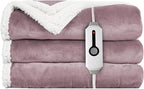 Electric Heated Blanket Throw Size - 50"x60", Soft Flannel Heating Blanket, 4 Heating Levels, 3 H Auto Shut Off, Breathable Warm and Washable for Sofa, Purple