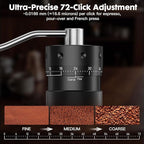 COOL KNIGHT Manual Coffee Grinder, 7-Edge SUS420 Stainless Steel Conical Burr, 72-Click External Adjustment, 25g Capacity, Aluminum Body, Walnut Handle, Magnetic Catch Cup for Espresso & Pour Over