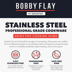 GreenPan x Bobby Flay 10 Piece Stainless Steel Cookware Set, Tri-Ply Multiclad Pots & Pans, Professional Grade, Oven & Broiler Safe to 600°F, Dishwasher Safe, Durable, Induction Compatible, Silver