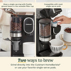 Cuisinart Single-Serve Coffee Maker + Coffee Grinder with 8, 10, and 12 oz. Serving Size, Compatible with Single-Cup Pods, 48-Ounce Removable Reservoir, Stainless Steel, DGB-2SS