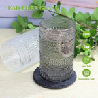 Hobnail-Drinking Glasses 13oz Vintage Glassware Sets Cocktail Juice Glasses Set of 6, Grey