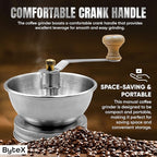 Stainless Steel Coffee Grinder Lid Attachment for Regular Mouth Mason Jars - Manual Crank Burr Grinder for Fresh Coffee, Ideal for Camping, Home Barista, Rust Proof Ceramic Mechanism (Wide)