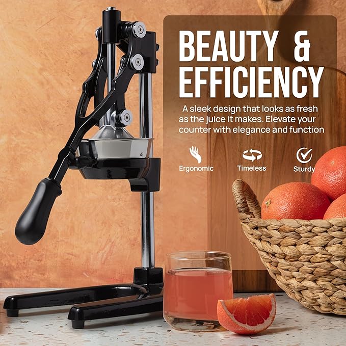 Zulay Kitchen Extra Tall Citrus Press Manual Juicer - Manual Orange Juice Squeezer, Fits Tumblers, Tall Glasses and Cups - Fruit Press & Juice Press, Juice Presser Machine & Citrus Juicer Manual