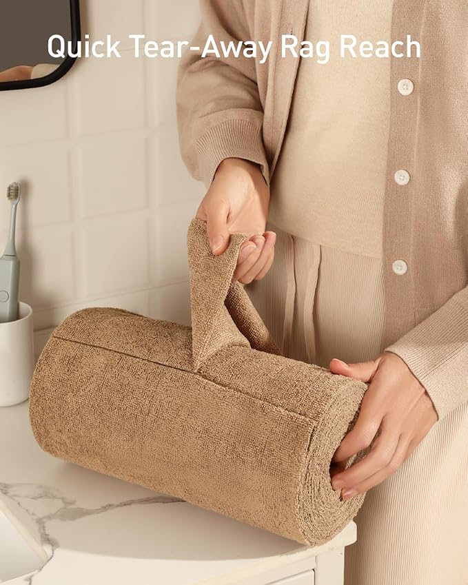 Fantasticlean Microfiber Cleaning Cloth Roll -30 Pack, Tear Away Microfiber Towels, 12" x 12", Reusable, Washable, Scratch Free, Ultra Absorbent Dishcloth for Car, Home Supplies, Pet, Kitchen (TAN)