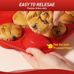 Socisen 2 Pack 24 Cups Silicone Mini Muffin Pan with Metal Reinforced Frame Silicone Molds Cupcake Cake Baking Cheesecake Pans Cookie Baking Chocoflan Cupcake Mold Mini Bundt Cake Pan Women Gift