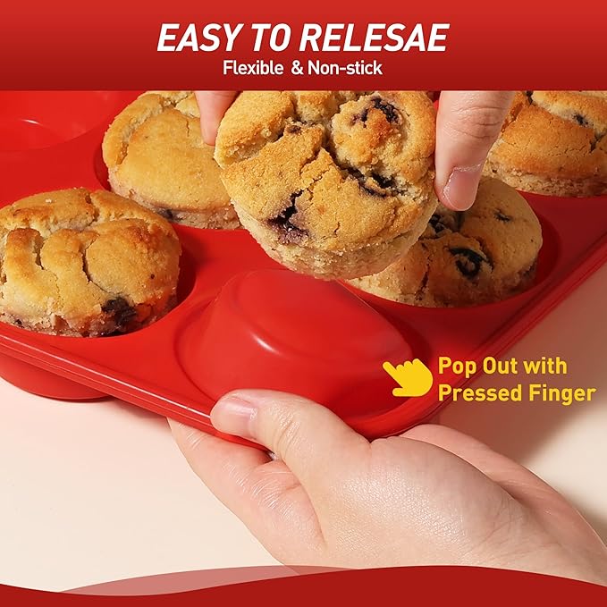 Socisen 2 Pack 24 Cups Silicone Mini Muffin Pan with Metal Reinforced Frame Silicone Molds Cupcake Cake Baking Cheesecake Pans Cookie Baking Chocoflan Cupcake Mold Mini Bundt Cake Pan Women Gift