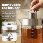 Vianté Electric Tea Kettle With Infuser for Loose Leaf, No Plastic In Contact With Water, Hot Tea Maker with Temperature Control, Automatic Shut Off, 1.5L Borosilicate Glass