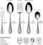 Mikasa Regent Bead 65-Piece Silverware Set, 18/10 Stainless Steel Flatware Service for 12, Includes 5 Serving Tools, Dishwasher Safe Polished Cutlery