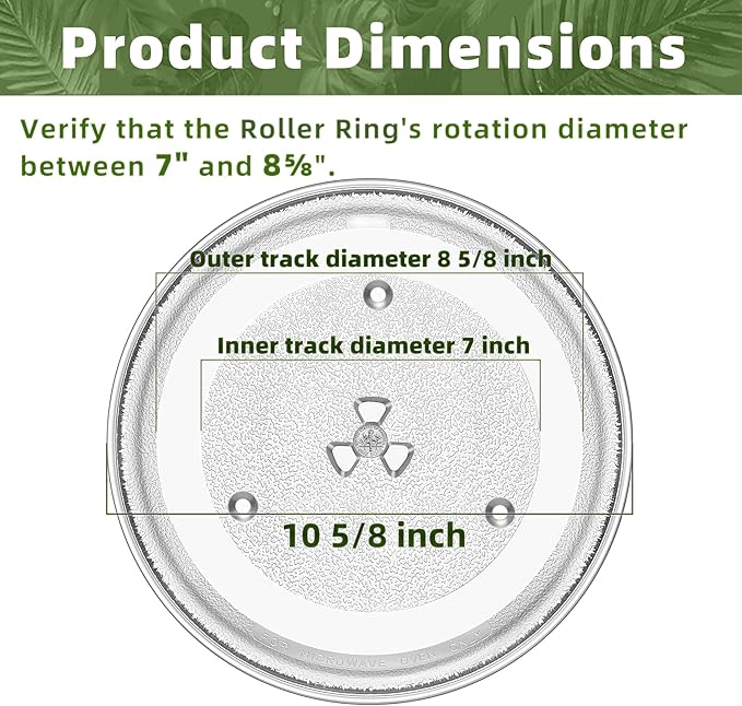 10.6" Microwave Plate Replacement Compatible with GE WB48X21336 Toshiba 12570000001011, 10 5/8 Inch Microwave Glass Turntable Plate of Danby 12570000001012 12570000A25472