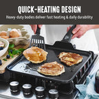 GreenLife Soft Grip Diamond Healthy Ceramic Nonstick 11" Griddle Pan, PFAS-Free, Dishwasher Safe, Black