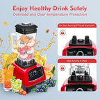 Heavy Duty Household Grade Smoothie Juicer,Adjustable Speed Countertop Smoothie Mixer,Low Noise Self-cleaning Blender 24000-26000rpm 2L/68oz (Red)