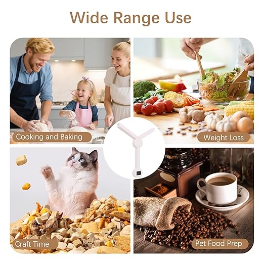 Compact Folding Digital Kitchen Scale, Highly Accurate Portable Food Scale with LCD Display, Auto Power Off and Tare Features, for Measuring Intake of Healthy Eating People (White)