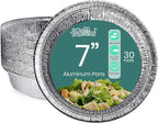 FUNSTITUTION Round Disposable Aluminum Pie Pans (30 Pack) - 7 Inch Disposable Pie Pans - Round Aluminum Foil Pans For Baking, Grilling, Cooking, Storing, Prepping