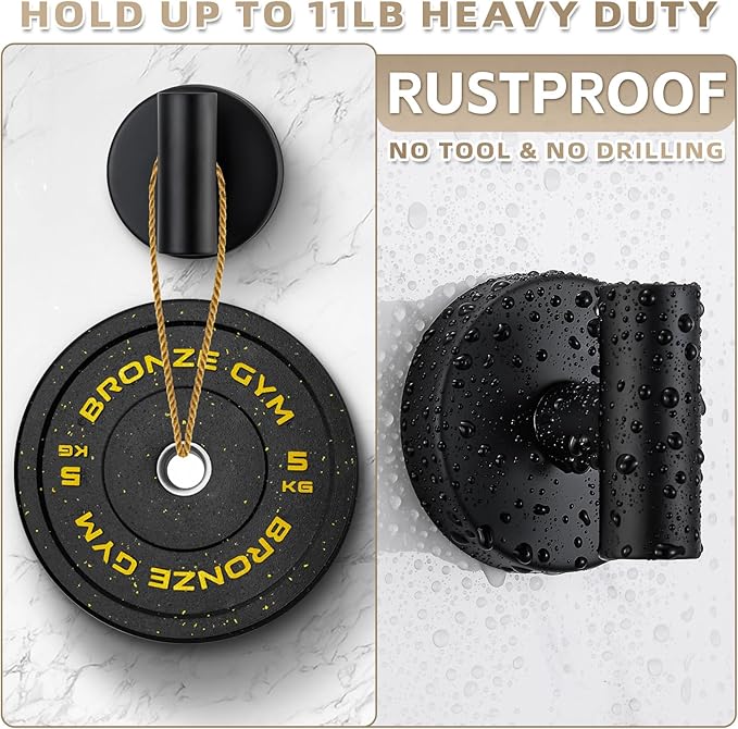 Suction Cup Hooks for Shower - Bathroom Reusable Hooks for Towels, Robes & Loofah - No-Drill Mounting on Kitchen, Walls, Metal, Glass, Mirrors, Tile & Smooth Non-Porous Surfaces Matte Black 4 Pack