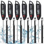 Copkim 6 Set Waterproof Food Thermometer for Water, Liquid, Candle and Cooking Digital Meat Thermometer with Long Probe Instant Read for Kitchen BBQ Grill Candy (Black)