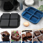 Webake Silicone Air Fryer Brownie Pan for Baking, Nonstick 2.6" Square Silicone Mold for S'mores, Cake Puck, Muffin, 4-Cavity Set of 2