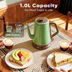 DmofwHi Gooseneck Electric Kettle(1.0L), 100% Stainless Steel BPA Free Classic Pour Over Coffee Kettle | Tea Kettle - Green