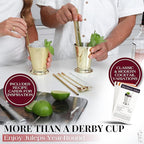 Gusto Nostro Mint Julep Cups Set of 2 - Stainless Steel Julep Cup Kit with Straws, Muddler, Spoon, Recipes, Vases - Southern-style Cocktail Glasses for Home Bar - Stainless Steel Cocktail Cups (Gold)