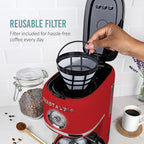 Nostalgia Classic Retro 10 Cup Coffee Maker - One-Touch Drip Brew, Reusable Filter - Anti-Drip, Auto Shutoff, & Time Display - Dishwasher Safe 50 oz Carafe - Red
