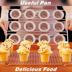 12-Cavity Popover Pan Non-Stick Yorkshire Muffin Puddings Cake Quiches Cupcake Mold Bakeware for Oven Baking (Champagne Gold)