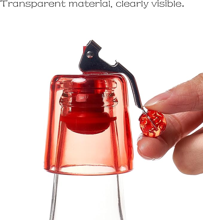 2-Pack Wine Stopper & Airtight Sealers Keep Wine Fresh - Reusable Leakproof Stoppers for Standard Red/White/Rosé Bottles, for Party, Bar, Home Kitchen, Decorative Gift (Transparent)
