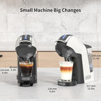 KOTLIE Single Cup Coffee Maker, Multi Capsule Machine Compatible With Various Capsule Types, 4 Temperature Settings, 7 Water Volume Levels,19 Bar(Glossy White)