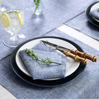 Solino Home Linen Cloth Napkins Set of 4-100% Pure Linen Chambray Indigo Dinner Napkins 20 x 20 Inch - Athena, Handcrafted and Machine Washable - Holiday, Winter, New Year