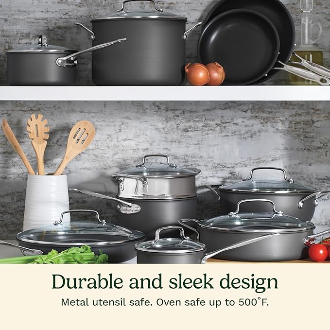 Cuisinart Chef's Classic™ Nonstick Hard Anodized 17 Piece Set w/Tempered Glass Lids
