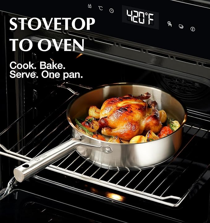 KOCH SYSTEME CS Stainless Steel Cookware Set 17 Piece, Professional 18/10 Stianless Steel Pots and Pans Set, 5-Layer Stainless Base, Oven Safe, Induction Ready, Non-Toxic Kitchen Cookware Set