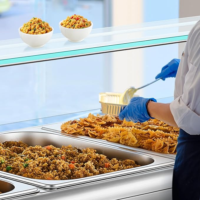 WILPREP 10-Pan Commercial Food Warmer with Sneeze Guard, Ten 1/2 Pans, 1500W Countertop Electric Warmer, 86-185°F Adjustable Temp Control, Stainless Steel Buffet Bain Marie