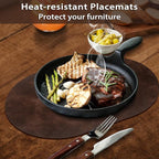 ADRIMER Placemats, Heat Resistant Oval Placemats Set of 4 Washable 12 x 17 Inch, Waterproof Table Mats, Wipeable Pu Place Mats for Kitchen, Dining Room, Coffee