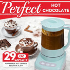 29 Oz Hot Chocolate Maker Machine, Electric Milk Frother and Steamer, Hot Cocoa Maker Machine for Hot Chocolate Bar, Detachable Pitcher, 2 Speed Mode, 3.5 Cups, Aqua